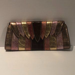 CHINESE LAUNDRY metallic patchwork clutch purse
